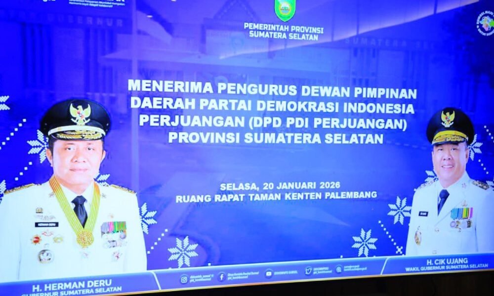 Herman Deru Terima Audiensi PDIP Sumsel, Bahas Sinergi Pembangunan Daerah Gubernur Sumatera Selatan Herman Deru menerima audiensi Ketua DPD PDIP Sumsel Devi Suhartoni beserta jajaran pengurus di Ruang Rapat Taman Kenten, Selasa (20/1/2026) malam.