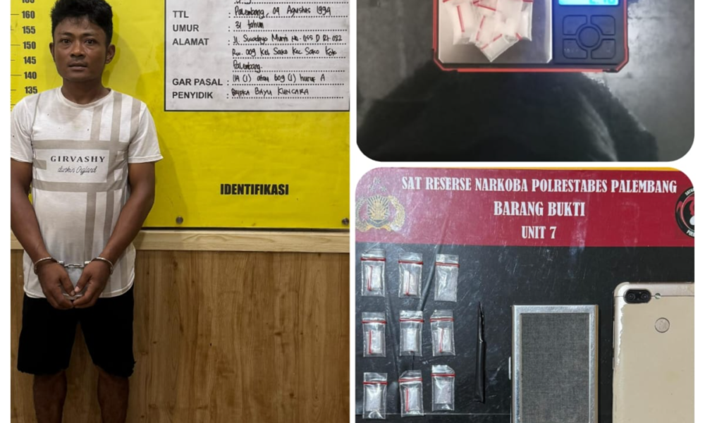 Pengedar Sabu di Sako Palembang Ditangkap Polisi Saat Menggenggam Narkoba