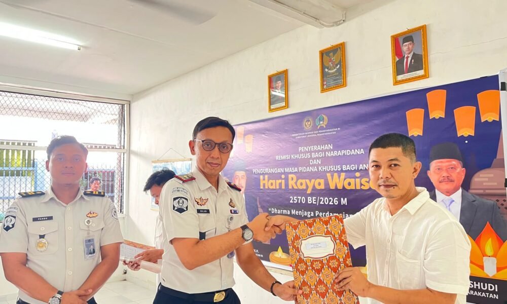 Rutan Palembang Serahkan Remisi Khusus Waisak 2026, Wujud Pemenuhan Hak dan Apresiasi bagi Warga Binaan