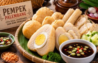 Aneka Pempek Palembang lengkap dengan kuah cuko khas, kuliner legendaris Sumatera Selatan yang memiliki sejarah panjang dan tetap menjadi makanan favorit masyarakat Indonesia hingga kini. (Foto: Aditya/Sriwijayaterkini.co)