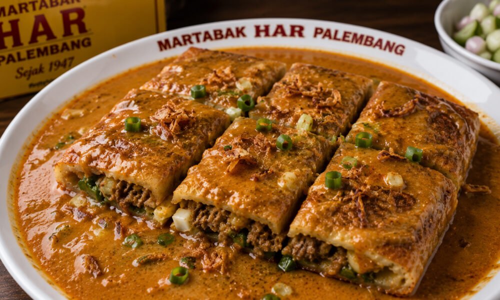 Martabak HAR Palembang: Sejarah, Keunikan, dan Rahasia Kelezatan Kuliner Legendaris yang Tak Pernah Sepi Martabak HAR Palembang, dengan siraman kuah kari khas yang kaya rempah. (Foto: istimewa)