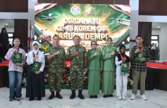Korem 044/Garuda Dempo memperingati Hari Ulang Tahun ke-45, kegiatan yang digelar di Balai Prajurit Korem 044/Gapo tersebut berlangsung dengan penuh khidmat dan semangat kebersamaan, Jumat (3/7/2026). (Foto: Yulie)
