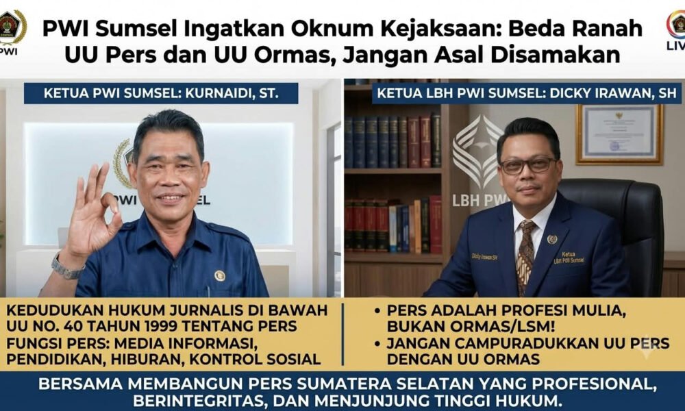 Wartawan dan LSM Disamakan, PWI Sumsel: Keduanya Punya Dasar Hukum Berbeda